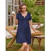 Ekouaer Labor and Delivery Gown Maternity Nursing Nightgown Breastfeeding(Navy Blue)