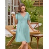 Ekouaer Labor and Delivery Gown Maternity Nursing Nightgown Breastfeeding(Turquoise)