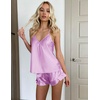 Ekouaer Satin Pajama Set for Women Silk Pjs Sets Camisole Top and Shorts(Lavender)