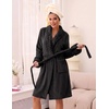 Ekouaer Soft Robes for Women Fluffy,Warm Fleece Robe,Cozy Plush Bathrobe(Black)