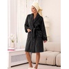 Ekouaer Soft Robes for Women Fluffy,Warm Fleece Robe,Cozy Plush Bathrobe(Black)