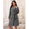 Ekouaer Soft Robes for Women Fluffy,Warm Fleece Robe,Cozy Plush Bathrobe(Dark Grey)