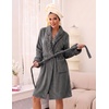 Ekouaer Soft Robes for Women Fluffy,Warm Fleece Robe,Cozy Plush Bathrobe(Dark Grey)