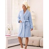 Ekouaer Soft Robes for Women Fluffy,Warm Fleece Robe,Cozy Plush Bathrobe(Light Blue)