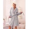 Ekouaer Soft Robes for Women Fluffy,Warm Fleece Robe,Cozy Plush Bathrobe(Light Grey)