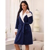 Ekouaer Soft Robes for Women Fluffy,Warm Fleece Robe,Cozy Plush Bathrobe(Navy Blue)