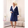 Ekouaer Soft Robes for Women Fluffy,Warm Fleece Robe,Cozy Plush Bathrobe(Navy Blue)