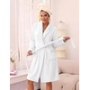 Ekouaer Soft Robes for Women Fluffy,Warm Fleece Robe,Cozy Plush Bathrobe(White)