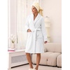 Ekouaer Soft Robes for Women Fluffy,Warm Fleece Robe,Cozy Plush Bathrobe(White)