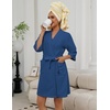 Ekouaer Towel Robe for Women Terry Cloth Robes for Women Absorbent Bathrobe(Navy)