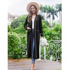Ekouaer Women Kimono Robes Full Length Knit Bathrobe Lightweight Sleepwear(Black)