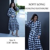 Ekouaer Women Kimono Robes Full Length Knit Bathrobe Lightweight Sleepwear(Black and White Plaid)