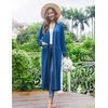 Ekouaer Women Kimono Robes Full Length Knit Bathrobe Lightweight Sleepwear(Blue)