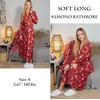 Ekouaer Women Kimono Robes Full Length Knit Bathrobe Lightweight Sleepwear(Christmas Red Teddy Bear)