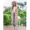 Ekouaer Women Kimono Robes Full Length Knit Bathrobe Lightweight Sleepwear(Floral Beige)