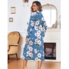 Ekouaer Women Kimono Robes Full Length Knit Bathrobe Lightweight Sleepwear(Floral Light Blue)