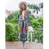 Ekouaer Women Kimono Robes Full Length Knit Bathrobe Lightweight Sleepwear(Floral Mandala Blue)