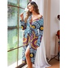 Ekouaer Women Kimono Robes Full Length Knit Bathrobe Lightweight Sleepwear(Floral Mandala Blue)