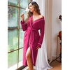 Ekouaer Women Kimono Robes Full Length Knit Bathrobe Lightweight Sleepwear(Hot Pink)