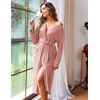 Ekouaer Women Kimono Robes Full Length Knit Bathrobe Lightweight Sleepwear(Misty Rose)