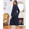 Ekouaer Women Kimono Robes Full Length Knit Bathrobe Lightweight Sleepwear(Navy Blue)