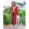 Ekouaer Women Kimono Robes Full Length Knit Bathrobe Lightweight Sleepwear(Red)