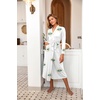 Ekouaer Women Kimono Robes Full Length Knit Bathrobe Lightweight Sleepwear(White – Evil Eye)
