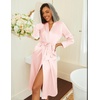 Ekouaer Women Silk Robes Long Satin Bridesmaid Bathrobe Soft Pink Bath Robe