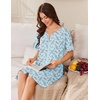 Ekouaer Women Zip Up Robe Bathrobe Lightweight House Coats with Pockets(Blue Florals)