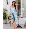 Ekouaer Women Zip Up Robe Bathrobe Lightweight House Coats with Pockets(Blue Florals)