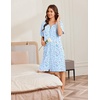 Ekouaer Women Zip Up Robe Bathrobe Lightweight House Coats with Pockets(Blue Grid Floral)