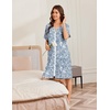 Ekouaer Women Zip Up Robe Bathrobe Lightweight House Coats with Pockets(Blue Leaves)