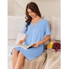 Ekouaer Women Zip Up Robe Bathrobe Lightweight House Coats with Pockets(Light Blue)