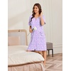 Ekouaer Women Zip Up Robe Bathrobe Lightweight House Coats with Pockets(Purple Floral)