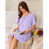 Ekouaer Women Zip Up Robe Bathrobe Lightweight House Coats with Pockets(Purple Floral)
