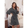 Ekouaer Women’s Robe Soft Lightweight 3/4 Sleeve Knit Bathrobe with Pockets(Dark Grey)