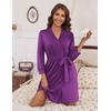 Ekouaer Women’s Robe Soft Lightweight 3/4 Sleeve Knit Bathrobe with Pockets(Eggplant)