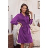Ekouaer Women’s Robe Soft Lightweight 3/4 Sleeve Knit Bathrobe with Pockets(Eggplant)