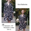 Ekouaer Women’s Robe Soft Lightweight 3/4 Sleeve Knit Bathrobe with Pockets(Fp Black Big Flowers)