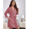 Ekouaer Women’s Robe Soft Lightweight 3/4 Sleeve Knit Bathrobe with Pockets(Gray Purple)