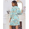 Ekouaer Women’s Robe Soft Lightweight 3/4 Sleeve Knit Bathrobe with Pockets(Green Flowers)