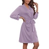 Ekouaer Women’s Robe Soft Lightweight 3/4 Sleeve Knit Bathrobe with Pockets(Lavender)