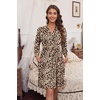 Ekouaer Women’s Robe Soft Lightweight 3/4 Sleeve Knit Bathrobe with Pockets(Leopard Apricot)