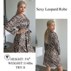 Ekouaer Women’s Robe Soft Lightweight 3/4 Sleeve Knit Bathrobe with Pockets(Leopard Apricot)