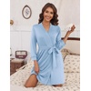 Ekouaer Women’s Robe Soft Lightweight 3/4 Sleeve Knit Bathrobe with Pockets(Light Blue)