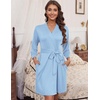 Ekouaer Women’s Robe Soft Lightweight 3/4 Sleeve Knit Bathrobe with Pockets(Light Blue)