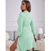 Ekouaer Women’s Robe Soft Lightweight 3/4 Sleeve Knit Bathrobe with Pockets(Light Green)