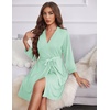 Ekouaer Women’s Robe Soft Lightweight 3/4 Sleeve Knit Bathrobe with Pockets(Light Green)