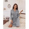 Ekouaer Women’s Robe Soft Lightweight 3/4 Sleeve Knit Bathrobe with Pockets(Light Grey)