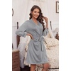 Ekouaer Women’s Robe Soft Lightweight 3/4 Sleeve Knit Bathrobe with Pockets(Light Grey)